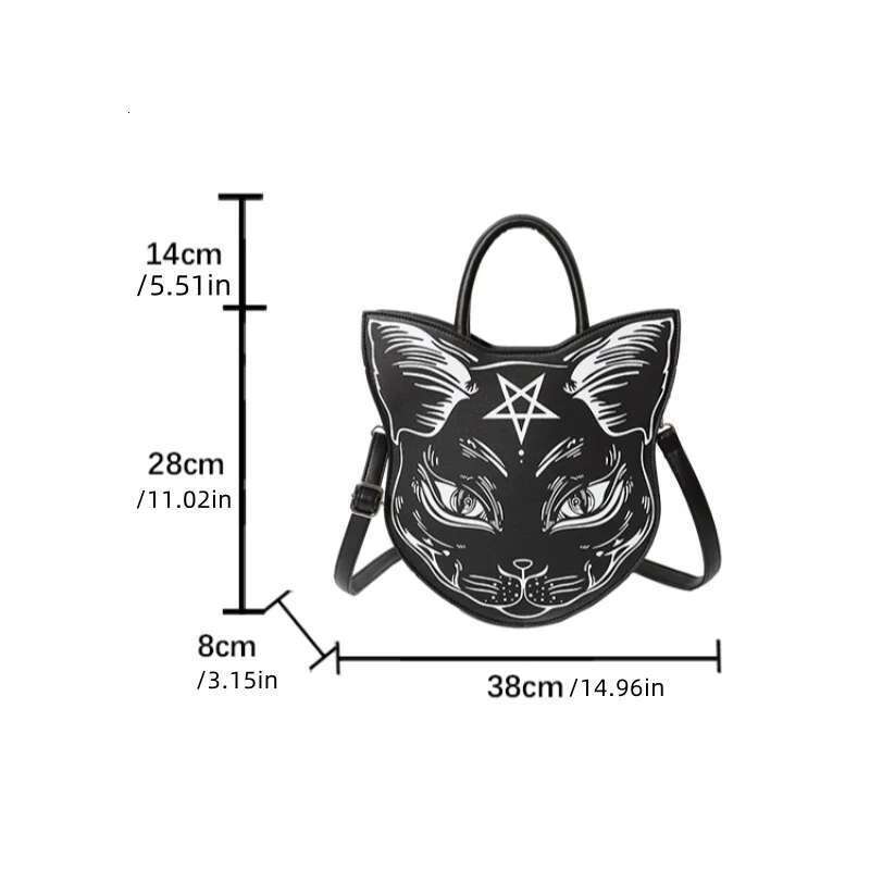 Haruku Dark Straddle Fashion Trend Hold Bag Punk Style Cat Face Halloween Handbag For Ladies