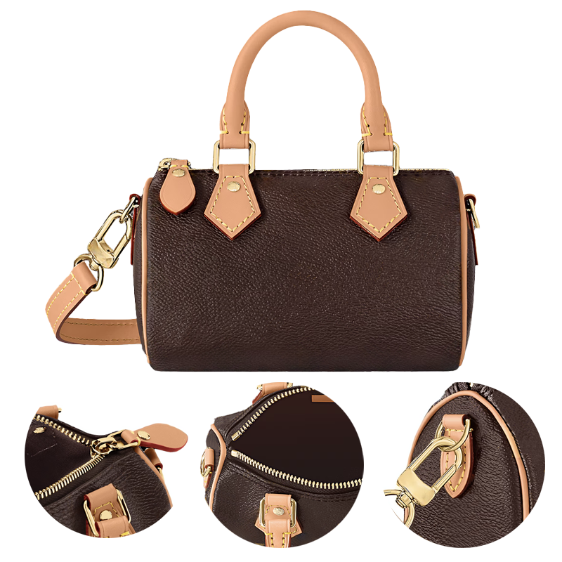 Top Designer Mini Nano 16cm Shoulder Bag Women Leather Denim Crossbody Luxury Embossed Tote Purse Brown Flower Handbag 20cm