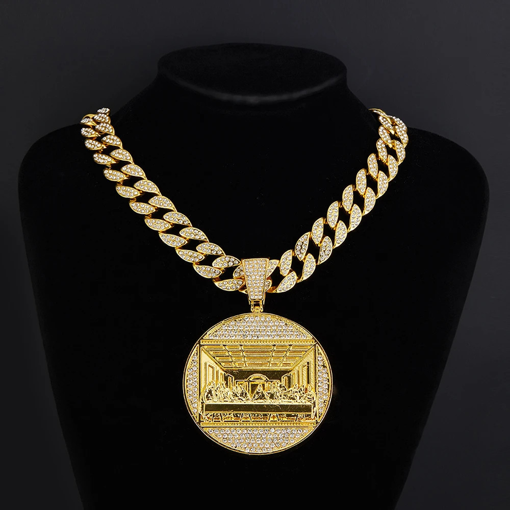 Hip hop Last Supper Pendant Jewelry Necklace Rap Singer Necklace Religious Men and Women Cuban Pop Chain Gift 250428
