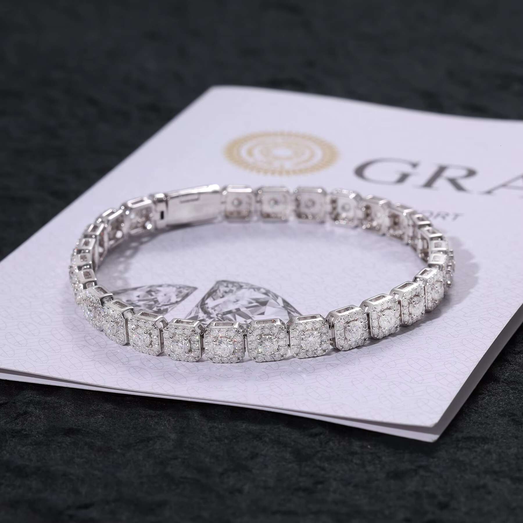 High Quality 925 Sterling Silver Tennis Bracelet Men 6mm Moissanite White Gold Exquisite 925 Sterling Silver Halo Tennis Gift