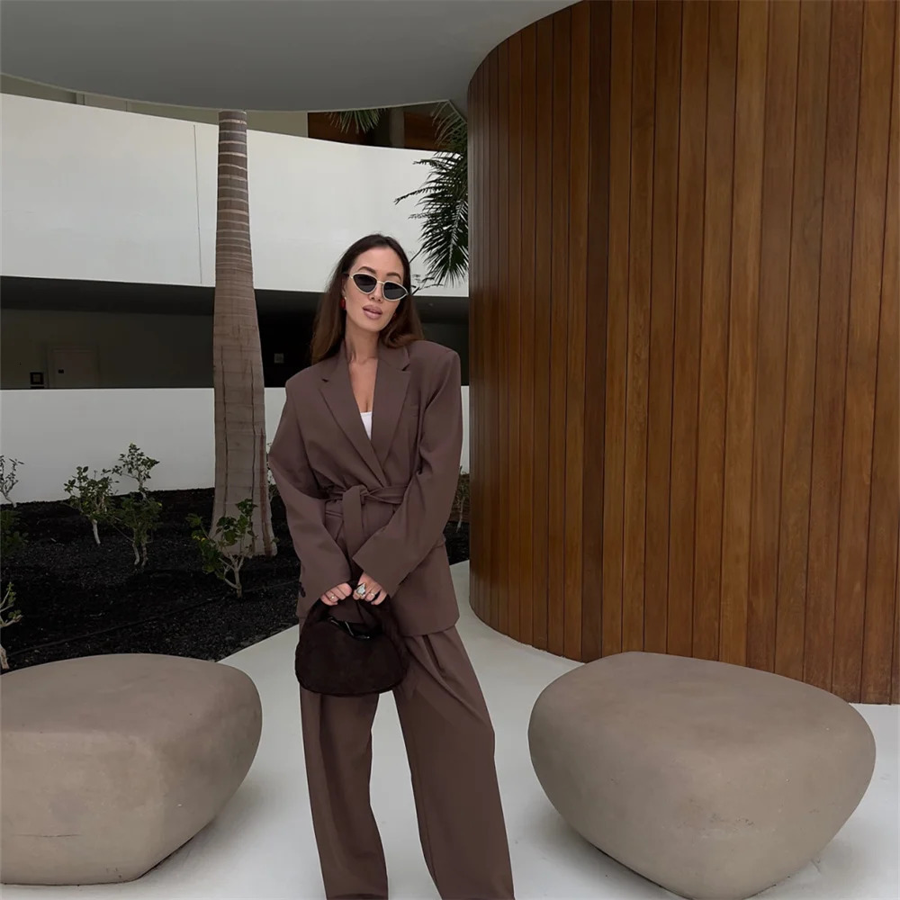 Womens Clothing with European and American Style Casual Elegant n Comes Straightened Jacket Pants Set 250530