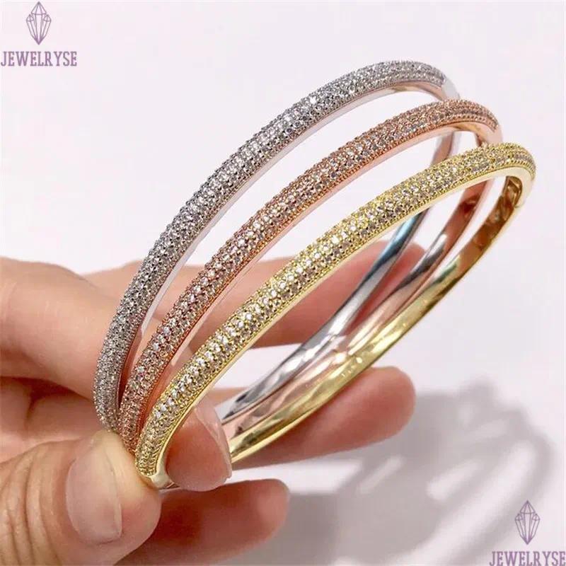 Choucong Brand Desgin Wedding Bangle Sparkling Luxury Jewelry 18K White Gold Fill Full White Sapphire Pave Zircon CZ Diamond Gemstones Women Bracelet 