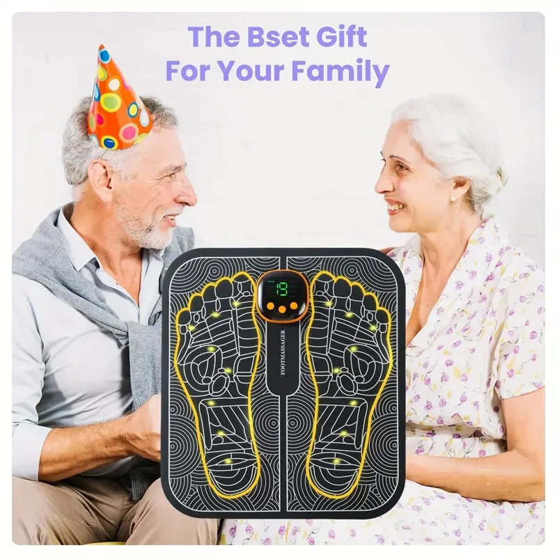 EMS Foot Massage Pad Portable Sole Massager 8 Modes 19 Levels Smart Foot Massaging Cushion Multifunctional for Home and Travel 250424