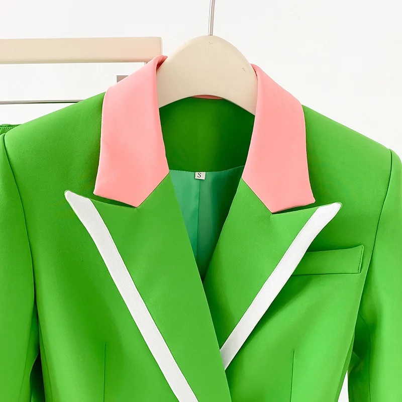 Womens Grass Green Pants set ultrathin Pantsjacket formal business jacket twopiece 250418