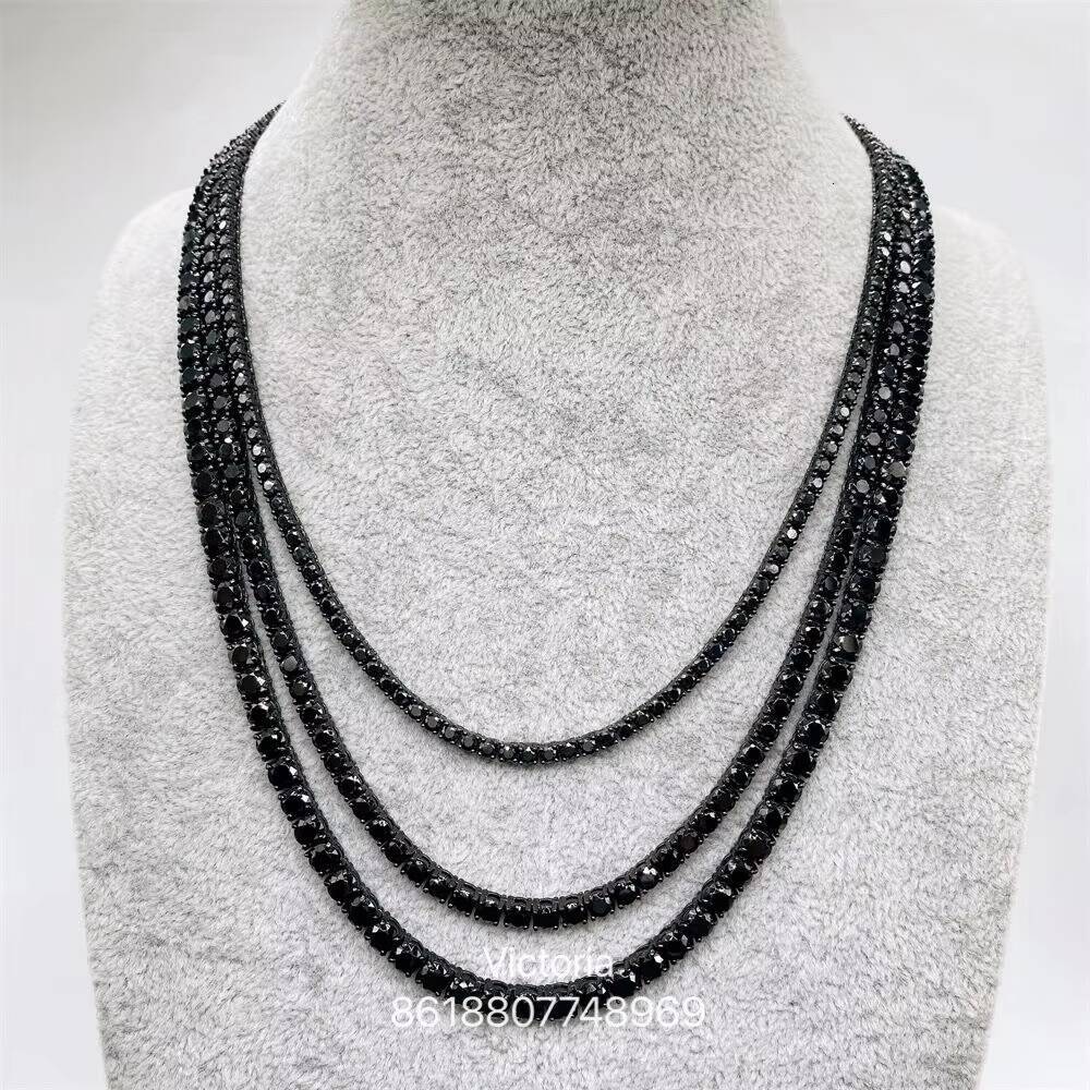Pass Diamond Tester 3mm 4mm 5mm Black Moissanite Tennis Chain