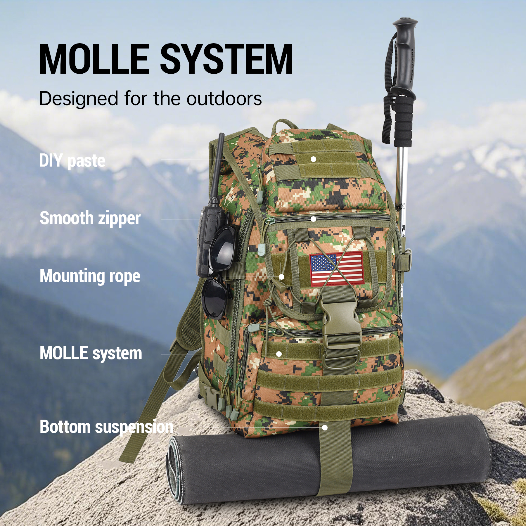 40l tactical assault backpack 900d militarygrade nylon molle system expandable rucksack for camping hiking field ops 17 laptop compartment hydration p