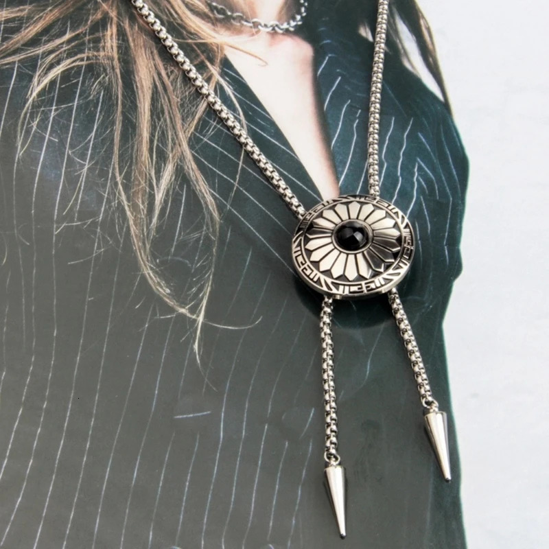 Round Bolo Tie Necklace Metal Bolas Tie Necktie Vintage Bolo Tie Jewelry DXAA 250430