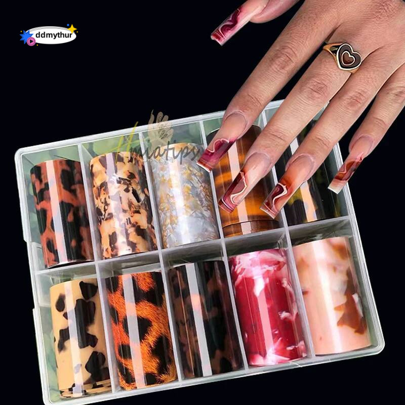 10Roll Pink Girl Foils for Transfer Paper Stickers Sliders Adhesive Nails Wraps DIY Kawaii Cartoon Nail Art Decorations ddmythur