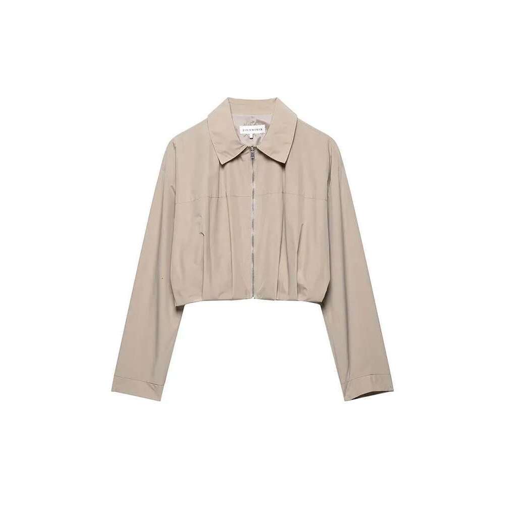 Women Summer Loose Jackets Coats 2025 Casual Solid Zipper Pleated Female Elegant Street Short Jacket Outerwear