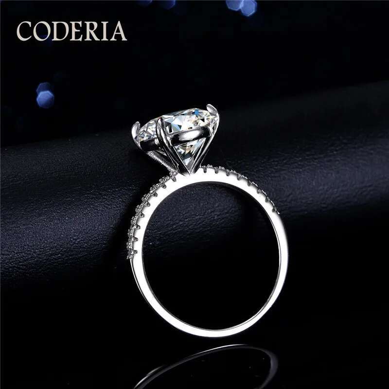 Oversized Moissanite 5 Carat 11mm Four Prong Diamond Ring For Women 925 Sterling Silver 14K White Gold Eternity Engagement Rings