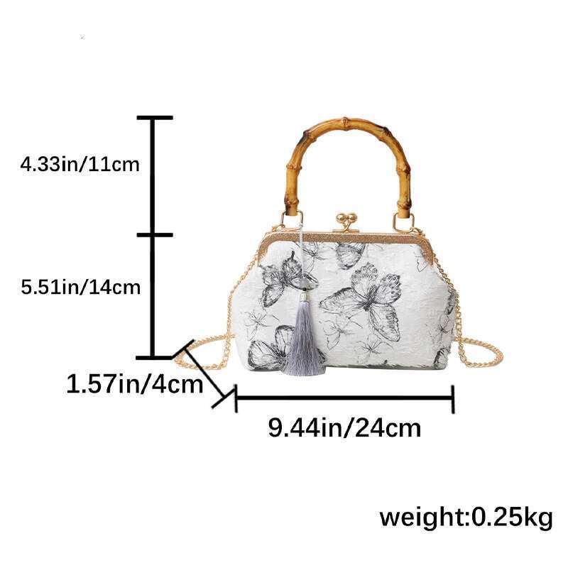 New Chinese Qipao Bag, Women's Fashion Handbag, Elegant Classical Banquet, Party Making, Butterfly Pattern