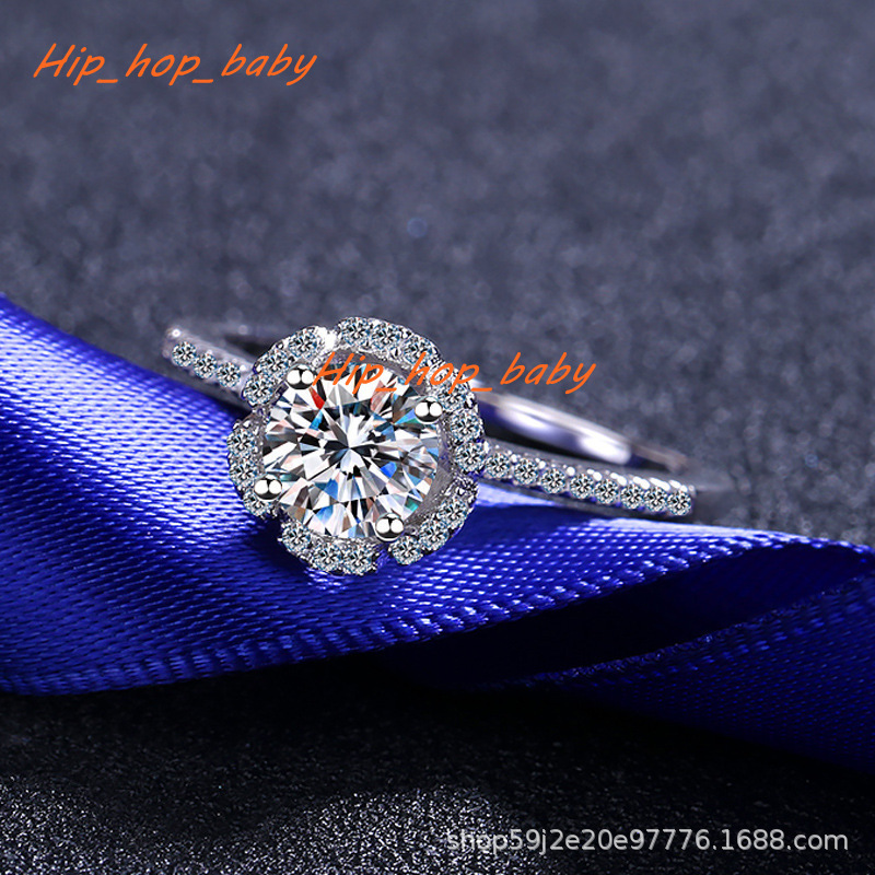 Wholesale 925 Sterling Silver Round Cut Lab Cultured Fine Jewelry Diamond VVS Luxury High Quality Wedding Moissanite Ring
