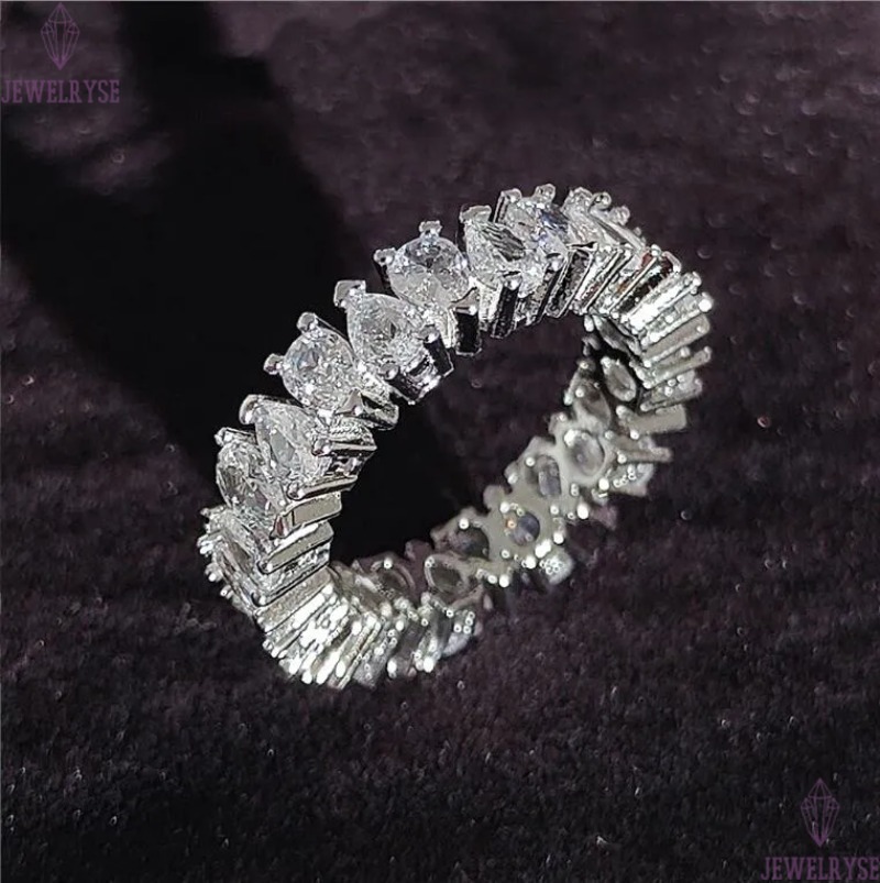 Choucong Brand Wedding Rings Simple Fashion Jewelry 925 Sterling Silver Water Drop 5A Cubic Zircon CZ Diamond Gemstones Promise Women Engagement Band 