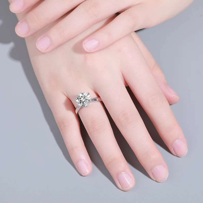 0 55ct 925 sterling silver ring classic style diamond jewelry moissanite ring wedding party anniversary adjustable size ring