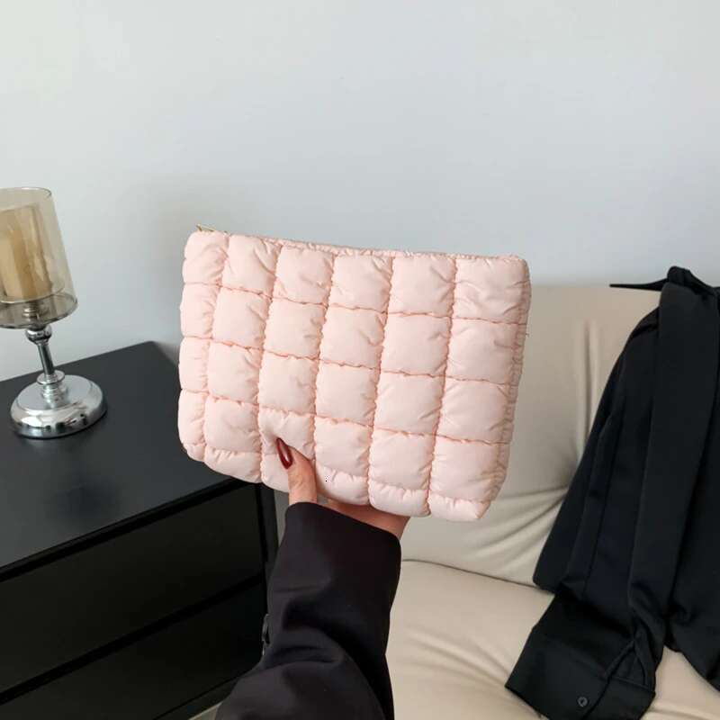 Women Pouch Padded Quilted Storage Puffer Makeup Large Cosmetic Organizer Bag Clutch Handbag Beauty Case
