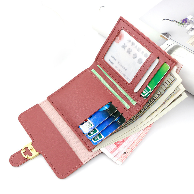 designer wallet New Korean Version Women S Wallet Short Small Off Ins Simple Solid Color Coin Purse Bank Card Change Hand Held Bag luxury wallet key p