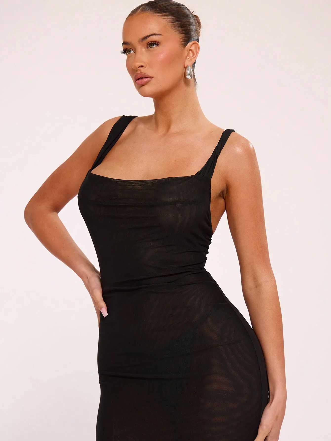 Summer new sexy backless slim suitable for a long neckline dress fashionable lace mesh slim suitable for pendant dress W250430