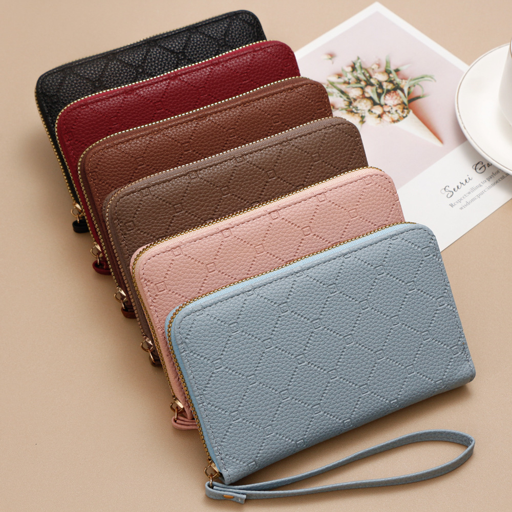 Designer Wallet New Solid Color Korean Version Cute Long Zero Wallet Large Capacity Women S Multi Card Zipper Hand Held Mobile Phone Bag Women Luxury 