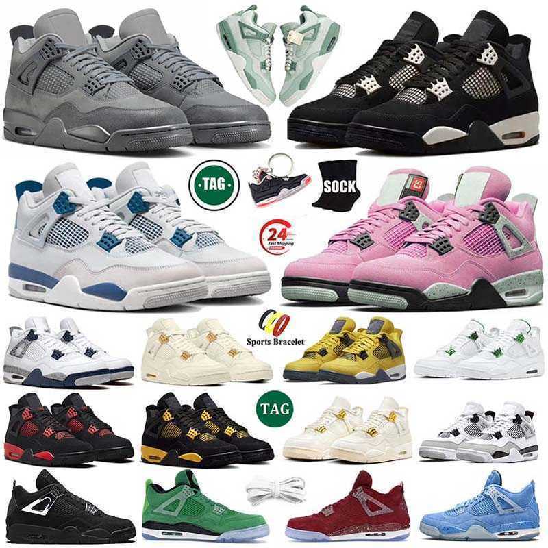 Designe 4 4S Basketball Shoes smoke Grey UNC Pink Bred Metallic Blue Gold First Class White Black canvas Cat laney Sneakers for man woman sport shoes