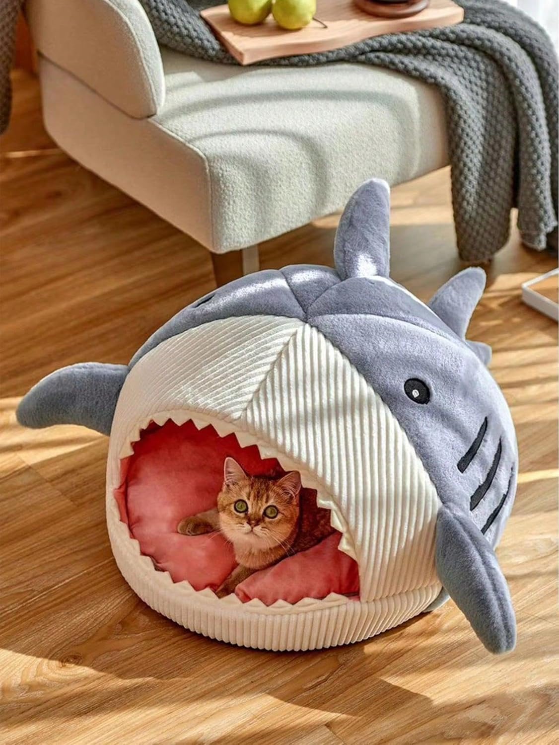 Shark Design Soft Cat Bed Room Decor, Cute Shark Designed Breathable Dog Bed, Pet Supplies for Indoor Use