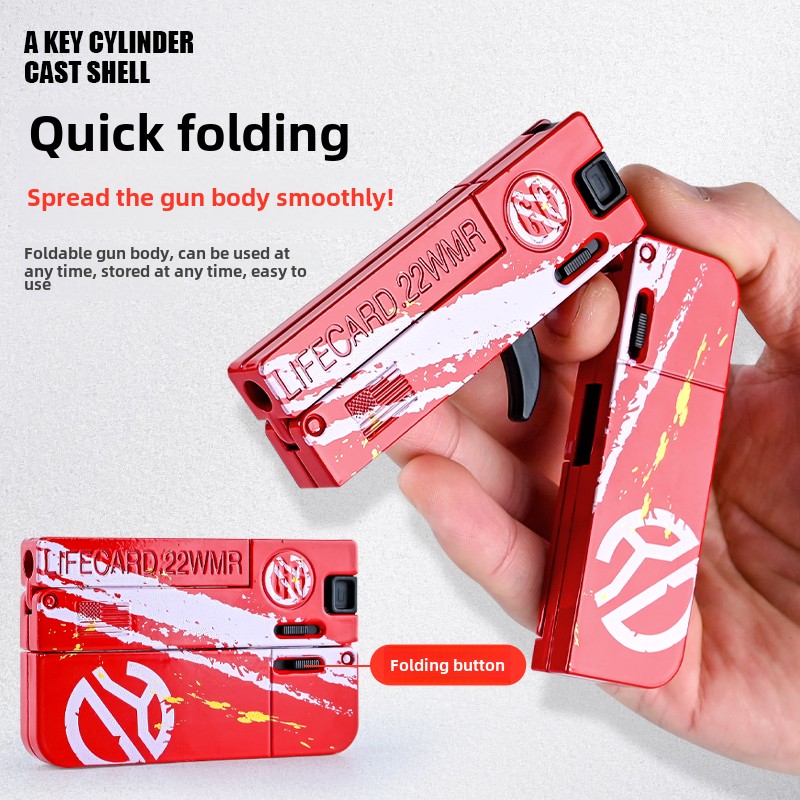 2.0 Upgraded Lifecard Alloy Folding Gun Toy Soft Bullet Blaster Shooting Model Pistol For Adults Kids Boys Birthday Gifts