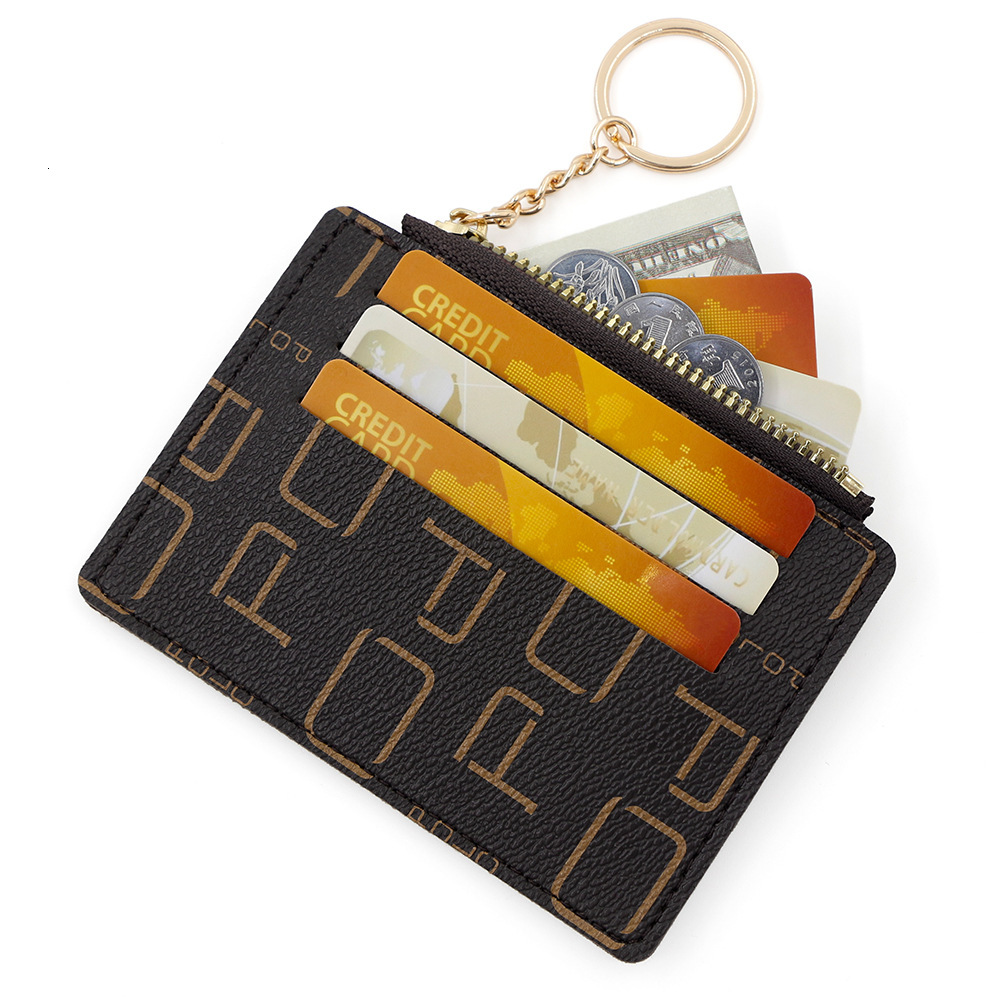 Designer Wallet Trendy Letter Printed Thin Portable Small Bag Wallet Coin Purse Keychain Holder Card Sleeve Luxury Wallet Key Pouch