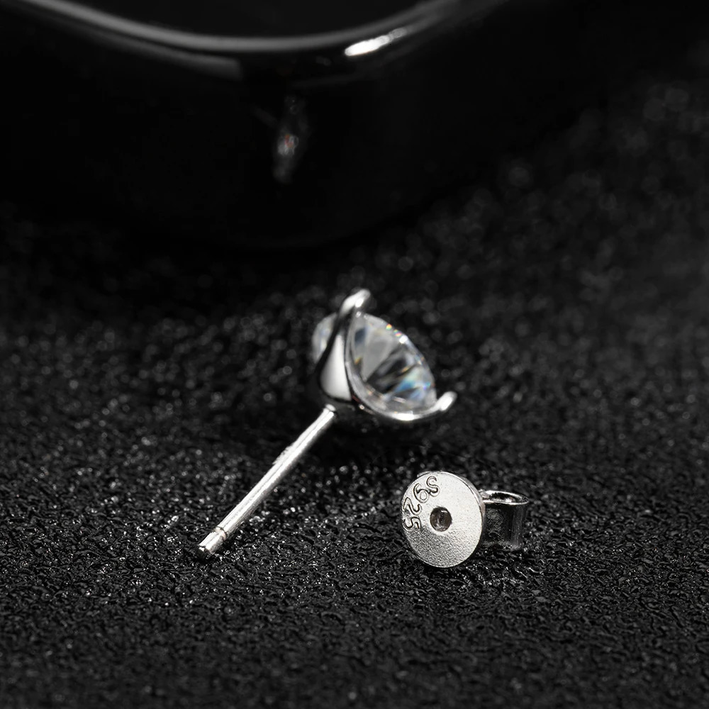 Knobspin D VVS1 Round Earring 3 Prongs Setting Classic Trendy Women Man Fine Jewelry GRA Certified 925 Sliver Earring 250420