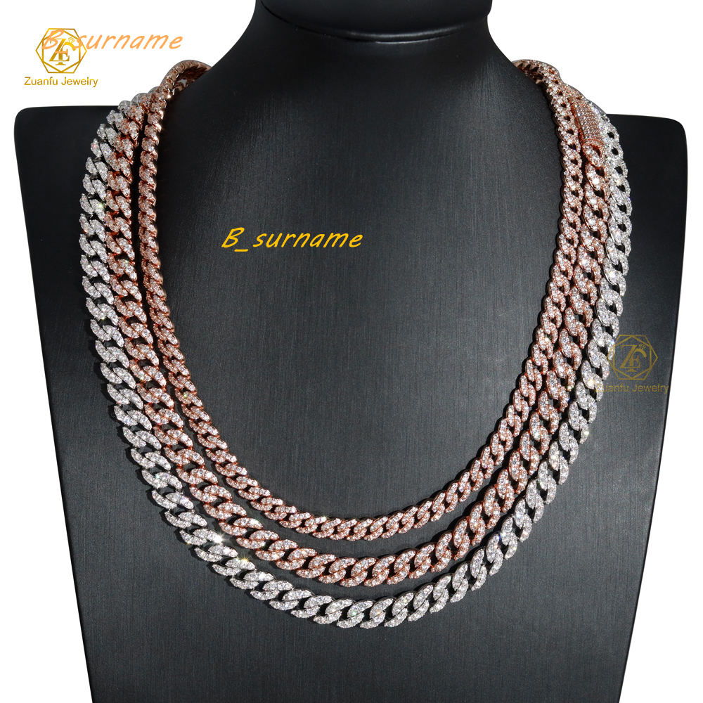 Mens Cuban Link Chain 6mm 8mm 1rows Miami Iced Out Moissanite Cuban Chain 925 Silver Jewelry Sterling Moissanite Cuban Chain