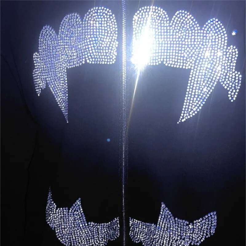Grunge Full Zip Up Y2k Rhinestone Tooth Spider Web Pattern Hoodies Oversized Goth Hoodie Men's Haruku Punk Sweatshirt Jacket fashion clothing wom