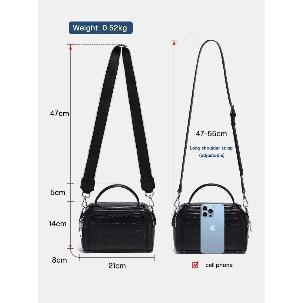 Zency Genuine Leather For Women Sturdy Top-handle Crocodile Handbag Classic High sense Shoulder Bags Female Crossbody Pillow Bag
