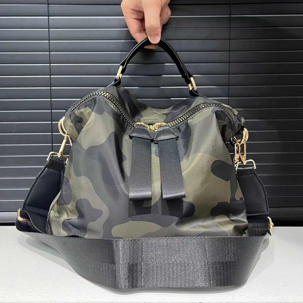 Ladies' Fashion Nylon Mesh Splicing Elegant Handbag Large Capacity Multi Pocket Shoulder Bag