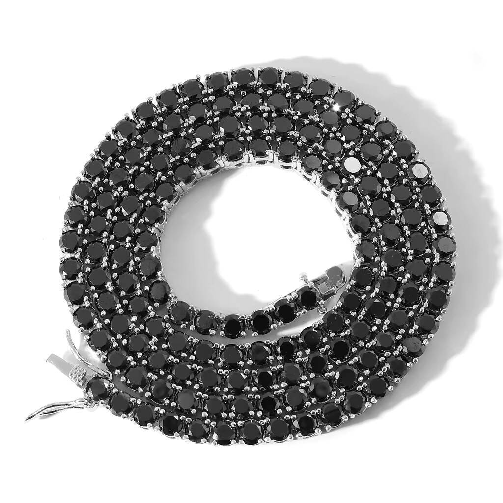 Fashion Quality Men Black 4mm 16 Inch Moissanite Tennis Chain Necklace Hiphop Gold Plated Jewelry for Men with Black Zircon