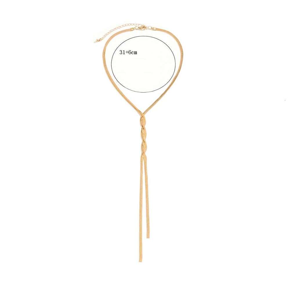 Temu jewelry simple long creative winding snake bone chain tassel necklace for women