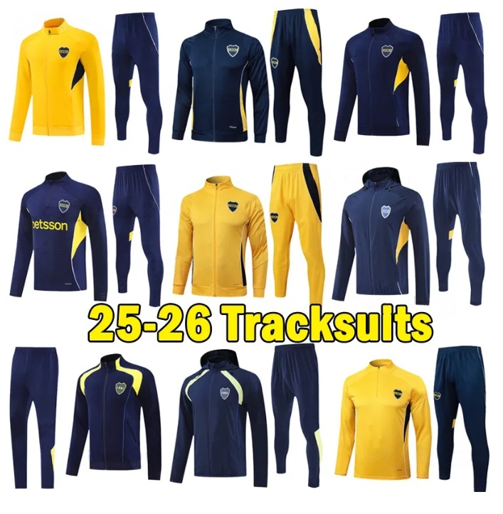 2025 2026 Boca Juniors adult Tracksuit jacket long zipper 25 26 Men's Soccer Jacket Set Long Sleeve Football Training Suit MARADONA TEVEZ DE ROSSI Survetement