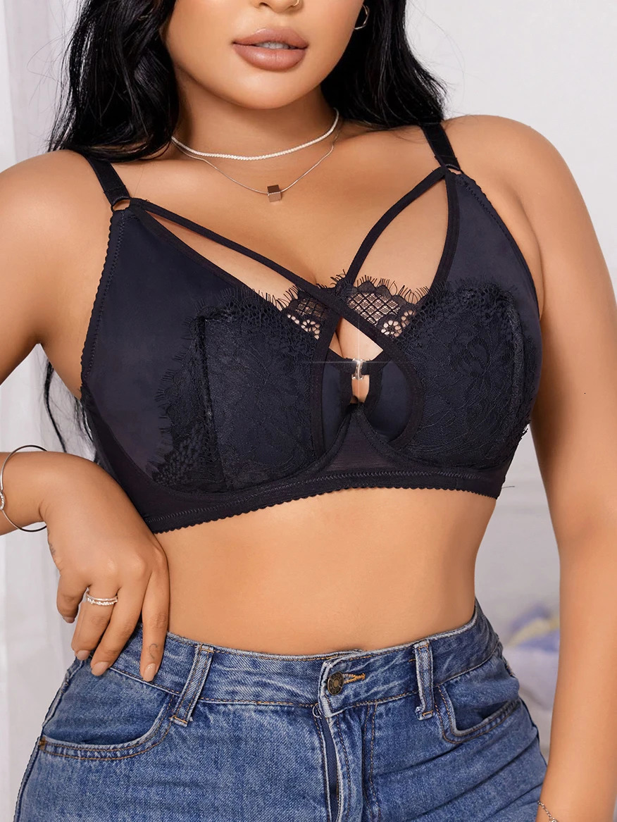 Womens plus size underwear half cup gathering push up button lace cross n suitable for women XLXXXL MR2895 250430