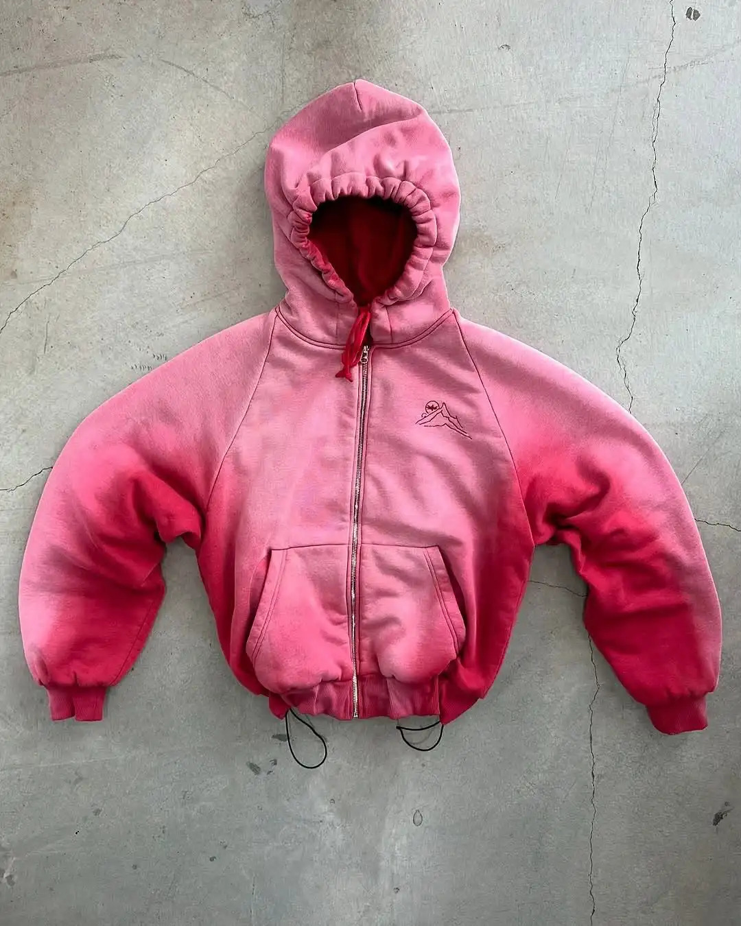 American High Street Wrinkles Wash Bright Gradient Cotton Zipper Hoodie Mens Loose Seasonal Trend Wear 250418