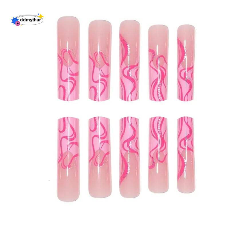 24 Pieces Exta-long Coffin Type Pink French style ddmythur