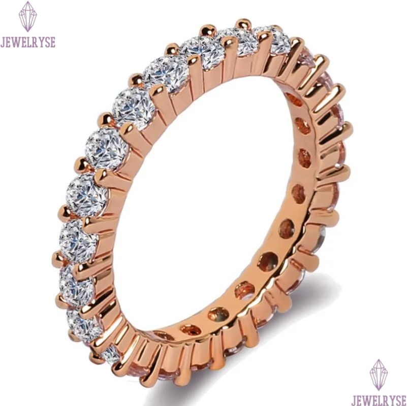 Choucong Top Sell Wedding Rings Simple Fashion Jewelry 925 Sterling Silver Rose Gold Fill 3MM Round Cut 5A Zircon Eternity Party Women Bridal Ring Set