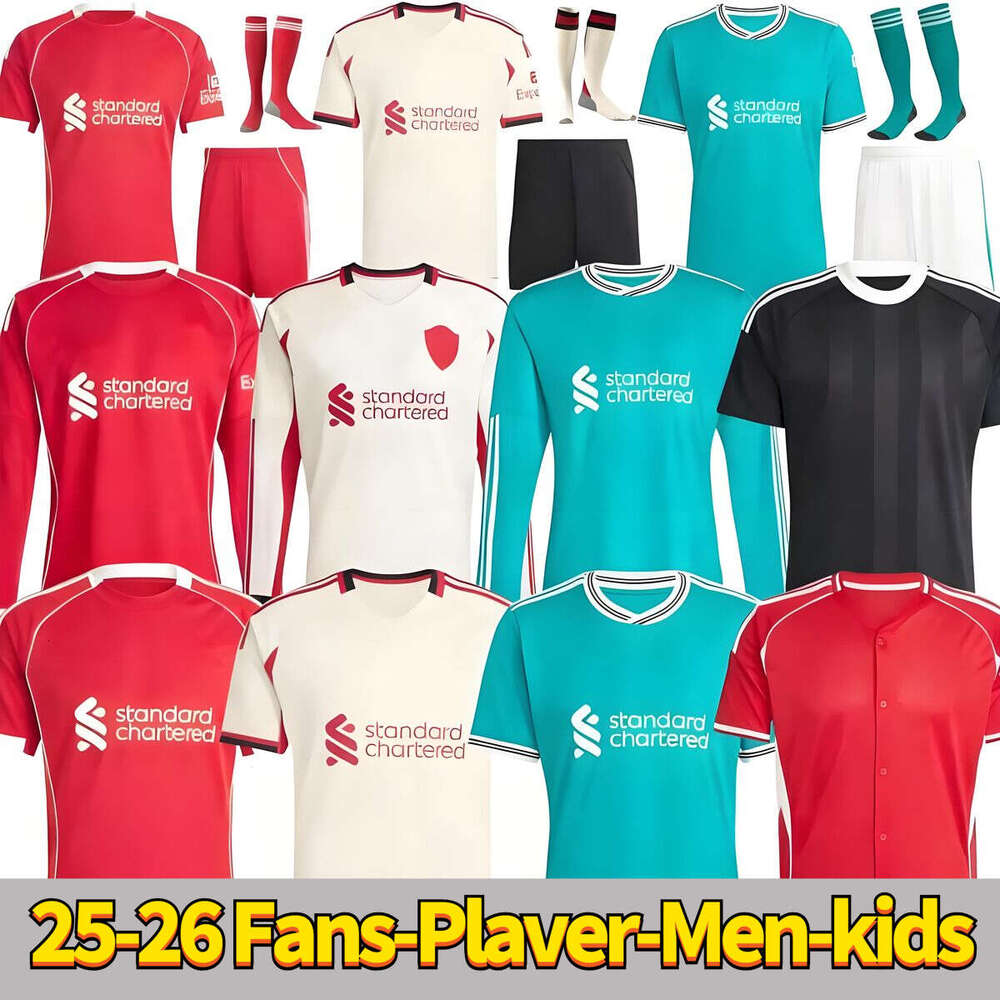 25 26 LFC socce r jerseys ISAK SALAH ALLISTER ALEXANDE R-ARNOL D LUIS DIAZ GAKPO DARWIN SZOBOSZLAI jersey fans player 24 25 26 football shirt Mens Kids Kit sock