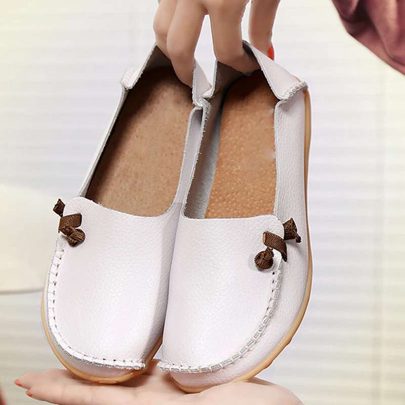 Leather Flat Bottom Ladies Casual Mom Soft Loafers Women S Shallow Summer Comfort Flats Nursing Shoes Female Ddmysaturn