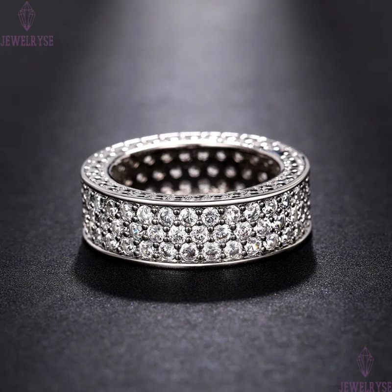 2023 Top Sell Wedding Rings Luxury Jewelry 925 Sterling Silver Fill Full Pave White 5A Cubic Zircon CZ Diamond Handmade Party Women Engagement Band Ri