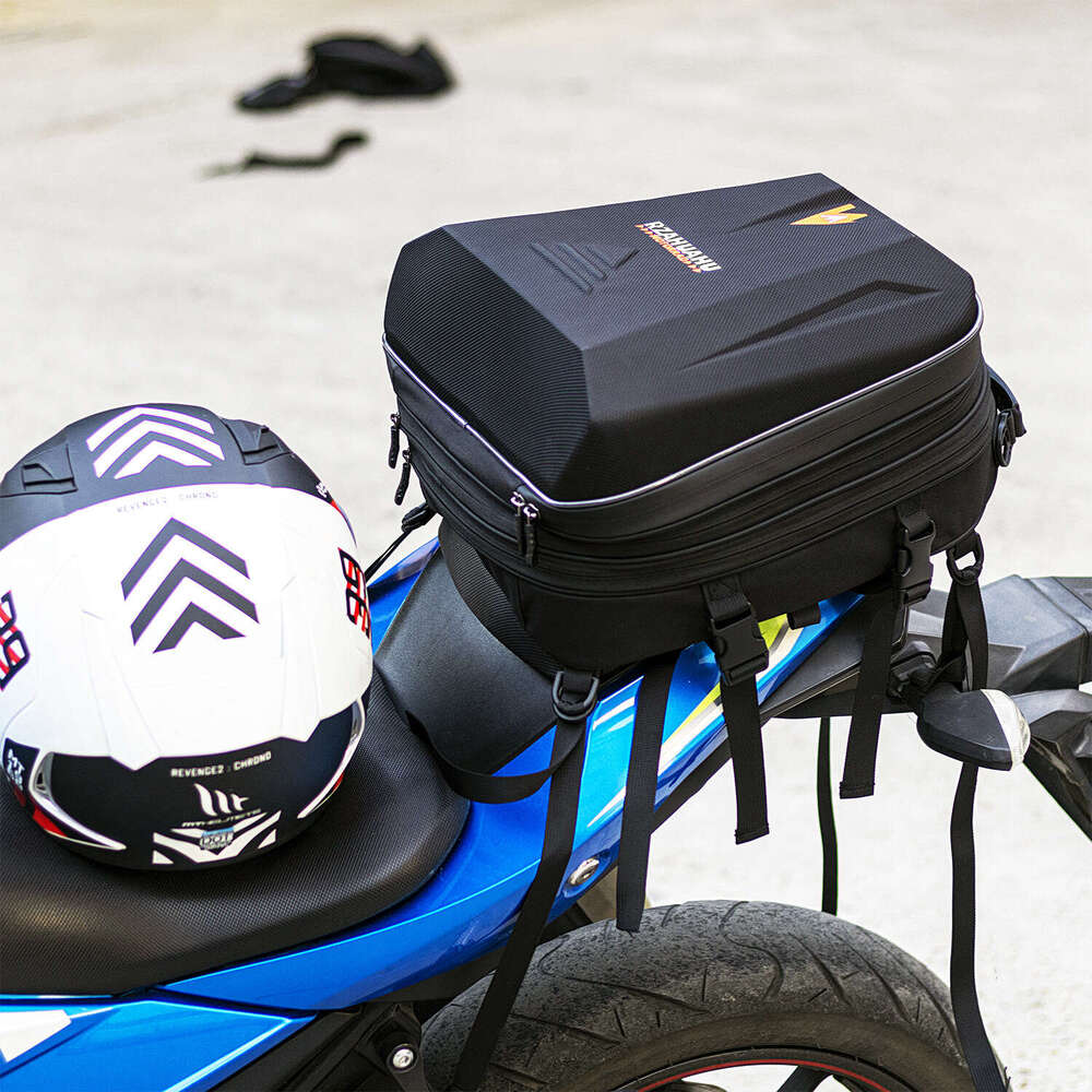 Motorcycle universal electric vehicle rear seat motorcycle travel and cycling bag, large capacity helmet, edge wrapped packaging, spare storage
