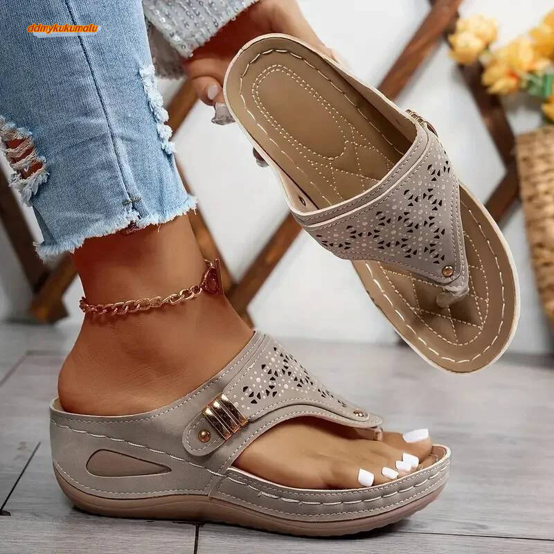 Summer New Flip Flops Fashion Wedge Sandals Casual Designer Shoes Open Toe Slip on Platform Slippers Slides Women ddmykukumalu