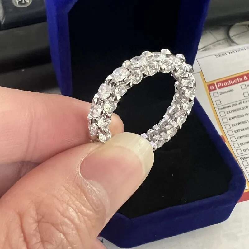 Eternity Lab Diamond Ring 925 sterling silver Jewelry Engagement Wedding band Rings for Women Bridal Fine Party Gift