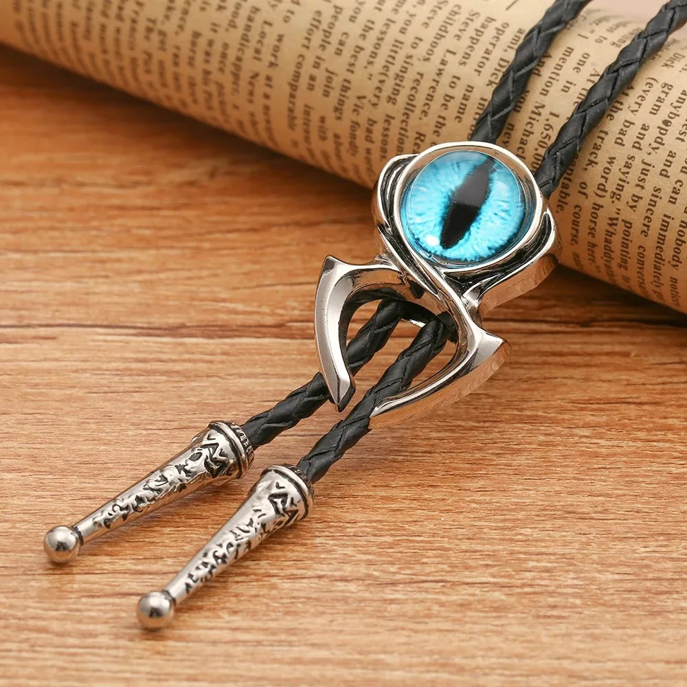 Western cowboy bolo tie mens leather collar rope natural crystal tie accessories unisex British rope 250430