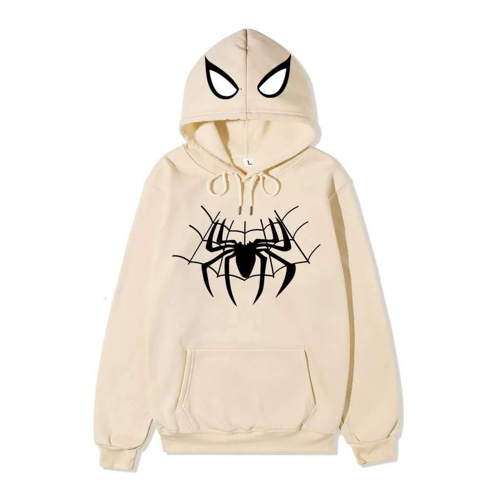 European American dark sportswear men's and women's hoodies Gothic couple Haruku spider print pullover casual top Y2K fashion clothing women