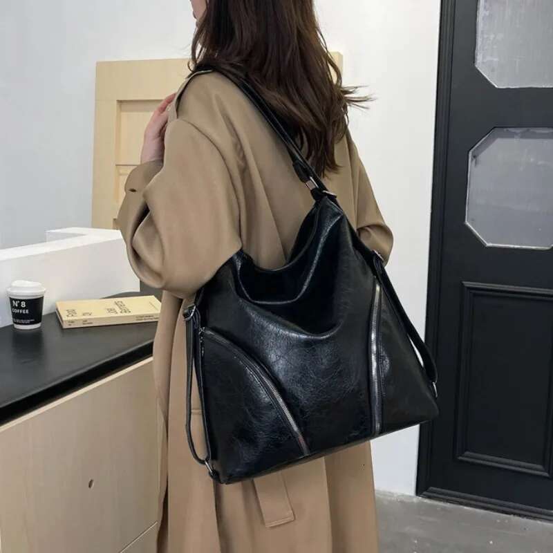 Women Single Multi-purpose Double Shoulder Tote Bag with Diagonal Span and Large Capacity Casual Travel Backpack Cabas