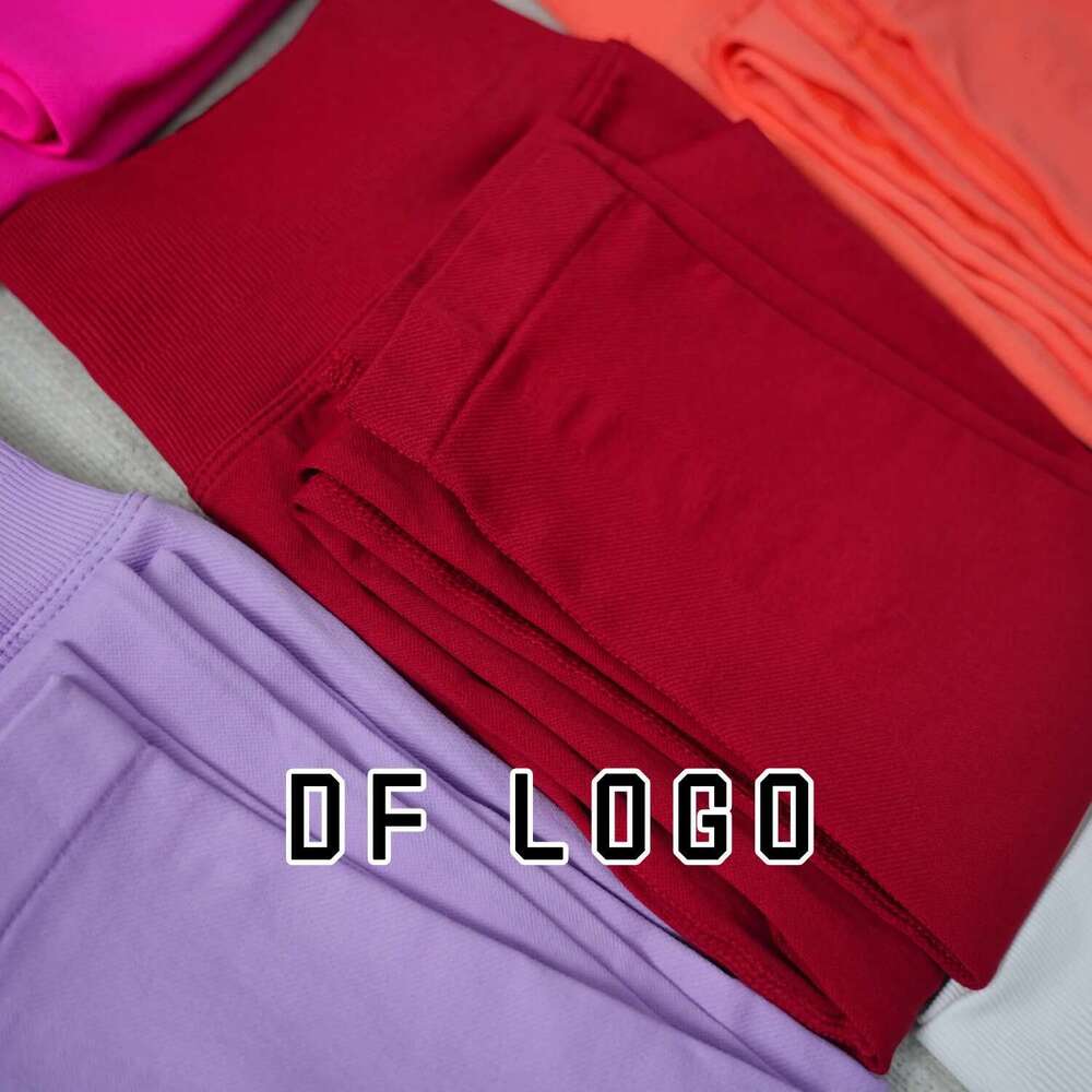 DF Yoga Impact Women Curl Up Seamless Quality Leggings Low Ribbed Pants High Stretch Fiess Tights