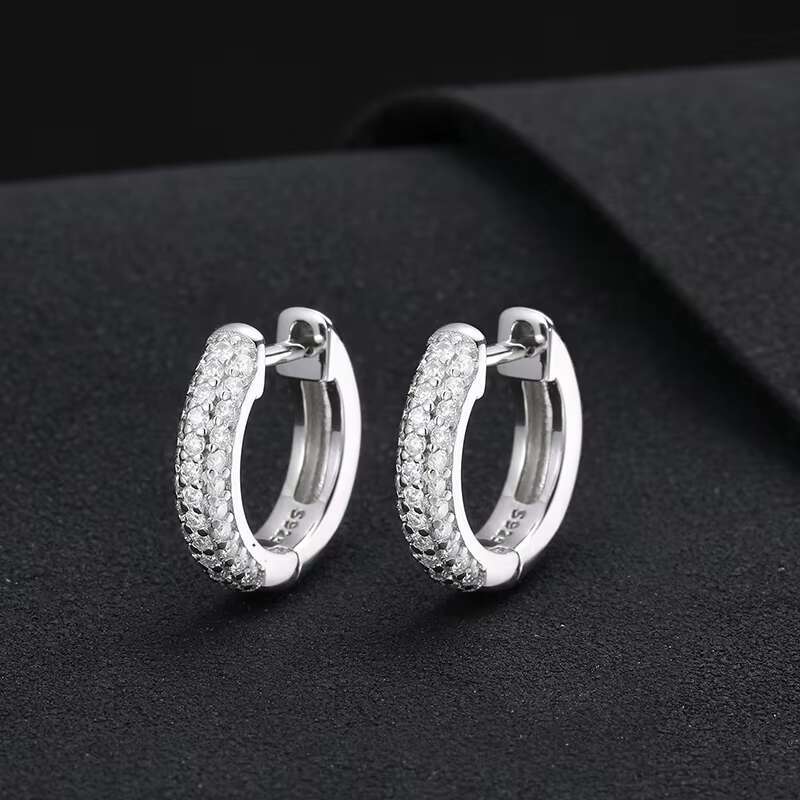 Luxury Womens Hoop Earrings New Design Iced VVS Moissanite 925 Sterling Silver Gold Plated for Hiphop Bling for Gift