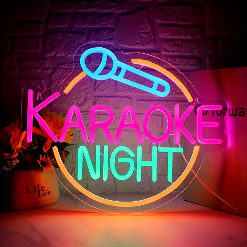Karaoke Night Neon Sign Music Room Decor Karaoke Bar LED Sign for Wall Decor Karaoke Live On Air Neon Lights Signs Bar Open Neon Wall Light for Music 